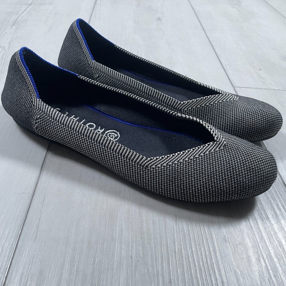 Rothy's Black and White Knit Ballet Flats